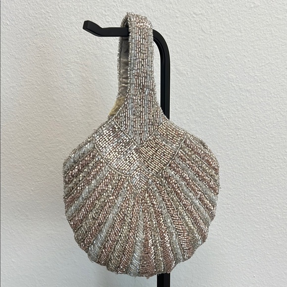 From India To You Handbags - Beaded Mini Bag In Silver & Pink